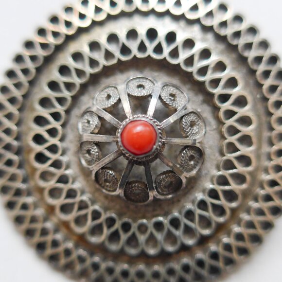 Sterling Silver Pin with Coral - Picture 3 of 9